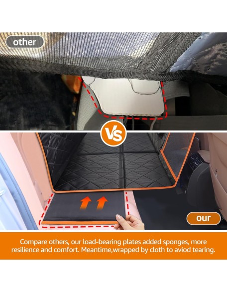 Dog Back Seat Extender Hard Bottom Dog Seat Cover Durable Stable Comfortable Dog Car Hammock Bed for Car Road Trip Car Seat Cover for Large Dogs Up to 400LB Protect Dogs Not Fall into Floor