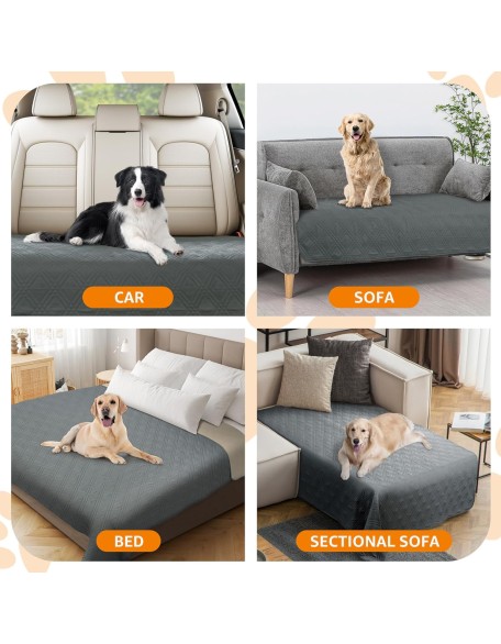 Waterproof Dog Blanket, Anti-Slip Bed Couch Covers for Dogs, 2 Pack Soft Pet Blankets to Protect Furniture Sofa Car for Puppy Cat Kids, 82X102in, Dark Gray