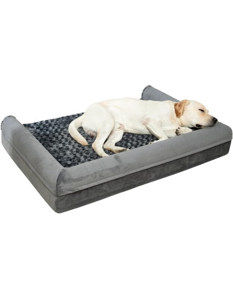 Orthopedic Dog Bed for Extra Large Dogs - XXL Pet Sofa Bed with Removable Washable Cover, Waterproof Lining, Nonskid Bottom, Foam Dog Couch Bed with Sides Bolster, Grey 47x29x7 Inch