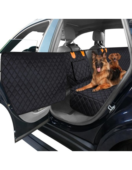 Dog Car Cover for Back Seat and Door Protector Waterproof Dog Seat Covers for Cars, Car Seat Protector for Dogs with 1 Dog Seat Belt, Nonslip Back Seat Cover and Door Cover for SUV