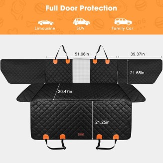 Dog Car Cover for Back Seat and Door Protector Waterproof Dog Seat Covers for Cars, Car Seat Protector for Dogs with 1 Dog Seat Belt, Nonslip Back Seat Cover and Door Cover for SUV