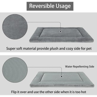 PET Dog Bed Mat, Crate Pad Reversible(Cool or Warm), Ultra Soft Dog Kennel Pad, Cozy Sleeping Mat for Small, Middle and Large Dogs and Cats (L(36”x24”))