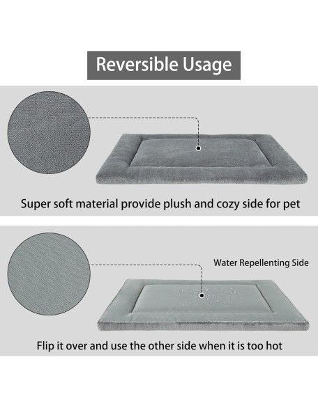 PET Dog Bed Mat, Crate Pad Reversible(Cool or Warm), Ultra Soft Dog Kennel Pad, Cozy Sleeping Mat for Small, Middle and Large Dogs and Cats (L(36”x24”))