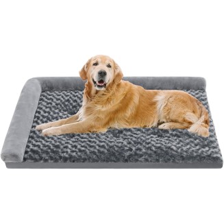 Washable XL Dog Beds Large Sized Dog, XLarge Dog Bed Pad Mat, Soft Dog Sofa Couch Bed with L-Shaped Bolster, Cozy Plush, Pet Bed with Non-Skid Bottom 40x32 inch