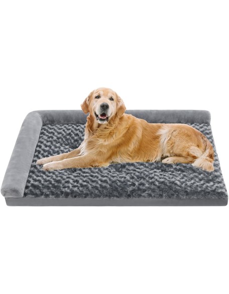 Washable XL Dog Beds Large Sized Dog, XLarge Dog Bed Pad Mat, Soft Dog Sofa Couch Bed with L-Shaped Bolster, Cozy Plush, Pet Bed with Non-Skid Bottom 40x32 inch