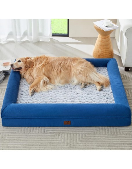 Washable Dog Beds for Large Dogs, XL Dog Couch, Orthopedic Dog Sofa Bed with Removable & Waterproof Cover, Extra Large Dog Bed with Bolster Sides for Sleeping, Big Dog Couch Bed with Sides