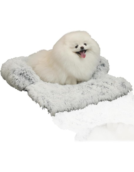 Small Dog Bed Warm Protect Sofa Calming Dog Beds Fluffy Plush Couch Beds for Pets Anti Anxiety Small Animals Mat with Removable Washable Cover for Cats (White)