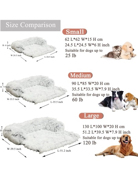 Small Dog Bed Warm Protect Sofa Calming Dog Beds Fluffy Plush Couch Beds for Pets Anti Anxiety Small Animals Mat with Removable Washable Cover for Cats (White)