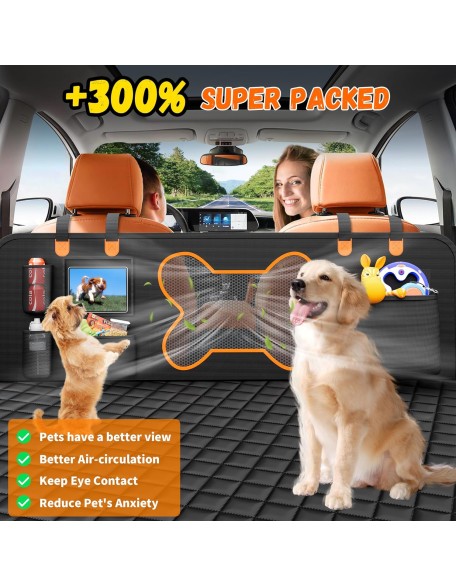 Dog Seat Cover for Car Back Seat, SUVs & Trucks - Zipper Design Seat Protector for Dogs w/Mesh Window & Waterproof – Durable & Scratch-Proof – Pet Car Seat Cover Hammock