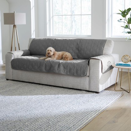 Gemma X-Large Sofa Cover Furniture Protector, Microfiber Waterproof Pet Protector Furniture Covers with Non-Slip Backing, Machine Washable Sofa Covers, Single Taupe Furniture Cover