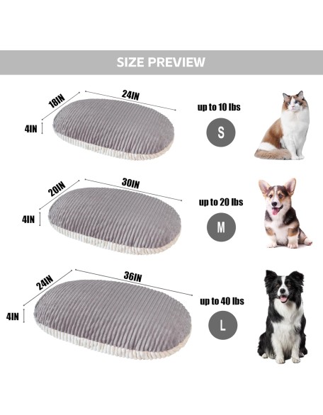 Patas Lague Reversible Orthopedic XL Dog Bed for Large Dogs, Memory Foam Supportive Therapy Fillings Deep Sleep Pet Beds with Removable Cover Soft Warm Washable Cat Cuddler Bed Grey 36''x24''