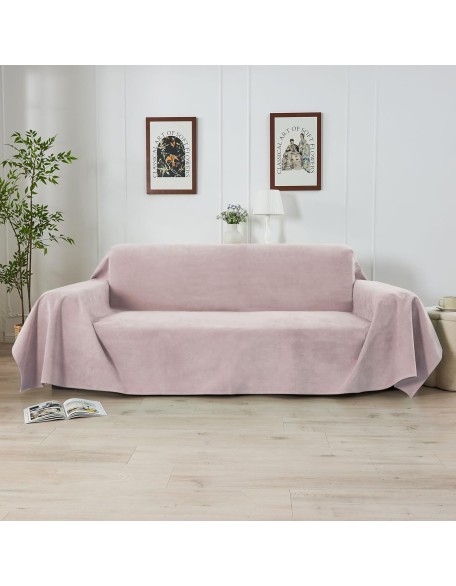 Waterproof Couch Covers for Pets Anti-Scratch Sofa Cover Thick Non-Slip Sofa Slipcover for Leather Sofa Pink Washable Furniture Protector(71"x118")