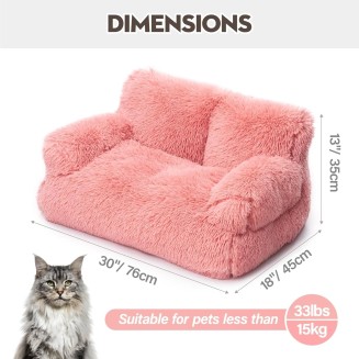 Pet Bed for Cats & Small Dogs, Washable Puppy Sleeping Bed Cat Couch Pet Sofa Bed, Soft Calming Cat Sofa Beds for Indoor Cats Anti-Slip Bottom (Pink)