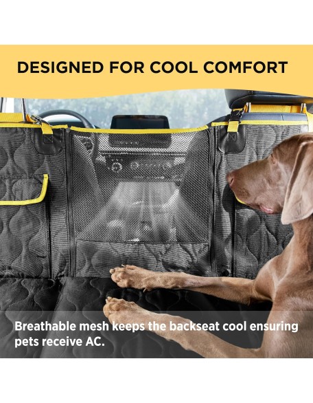 Dog Car Seat Cover for Back Seat with Hard Bottom, Pet Back Seat Extender with Supportive Egg Crate Foam, Waterproof Non-Slip Dog Hammock for Car, Truck, SUV, Black