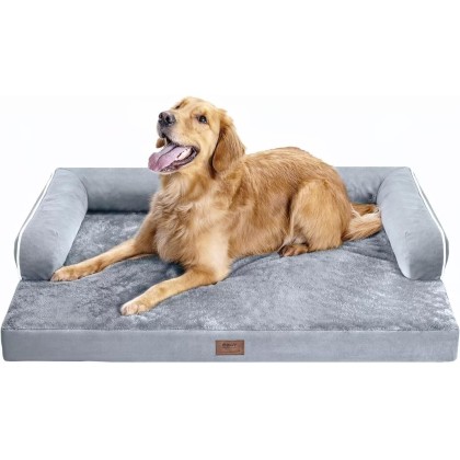 Large Dog Bed Orthopedic Washable - Beds Bolster - Medium XL XLarge Big Dogs - Memory Foam Couch Sofa - Waterproof with Removable Cover