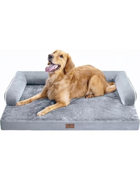 Large Dog Bed Orthopedic Washable - Beds Bolster - Medium XL XLarge Big Dogs - Memory Foam Couch Sofa - Waterproof with Removable Cover