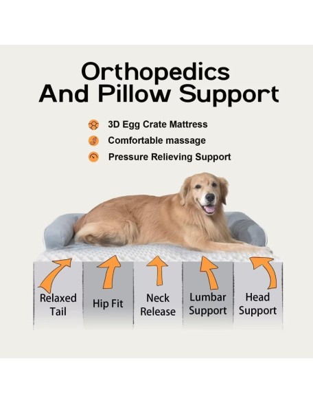 Large Dog Bed Orthopedic Washable - Beds Bolster - Medium XL XLarge Big Dogs - Memory Foam Couch Sofa - Waterproof with Removable Cover