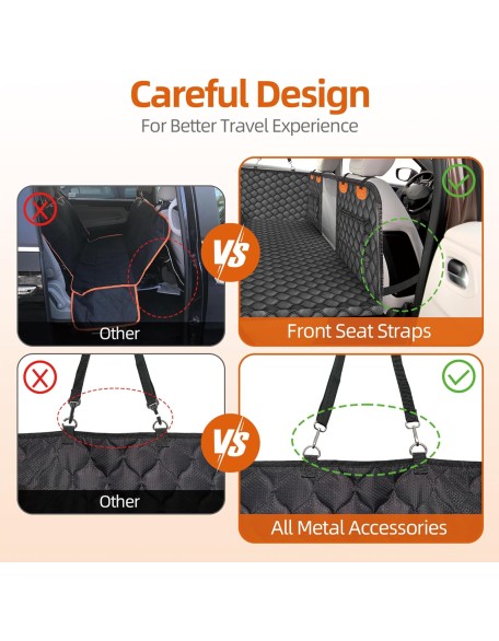 Back Seat Extender for Dogs- Holds 400LBS, Dog Car Seat Cover for Backseat Hard Bottom 100% Waterproof Non-Slip Scratch Resistant Dog Hammock for Car SUVs Truck, Universal Size -Black