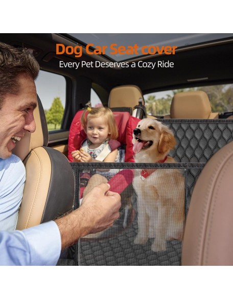 Back Seat Extender for Dogs- Holds 400LBS, Dog Car Seat Cover for Backseat Hard Bottom 100% Waterproof Non-Slip Scratch Resistant Dog Hammock for Car SUVs Truck, Universal Size -Black