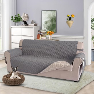 100% Waterproof 91 Inch Couch Cover Sofa Covers Washable, Reversible Couch Covers for 3 Cushion Couch Sofa Pet Friendly (Sofa XXL,Dark Grey/Beige)