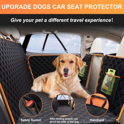 Back Seat Extender,Dog Car Seat Cover for Back Seat Bed for Car Travel Bed with with Mesh Window and Storage Pocket,Supports 330LB Waterproof Dog Hammock for Car Dog Car Bed for Car,SUV,Truck