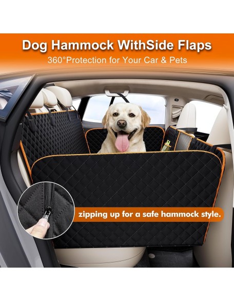 Back Seat Extender,Dog Car Seat Cover for Back Seat Bed for Car Travel Bed with with Mesh Window and Storage Pocket,Supports 330LB Waterproof Dog Hammock for Car Dog Car Bed for Car,SUV,Truck