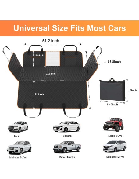 Back Seat Extender,Dog Car Seat Cover for Back Seat Bed for Car Travel Bed with with Mesh Window and Storage Pocket,Supports 330LB Waterproof Dog Hammock for Car Dog Car Bed for Car,SUV,Truck