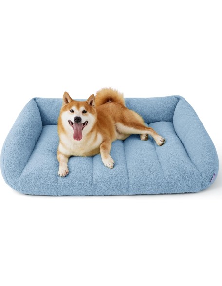 Orthopedic Dog Bed Sofa for Large Dogs, Waterproof Dog Couch with Removable Washable Cover, Cute Aesthetic Pet Sofa Couch with Egg Crate Foam(35" x 25" x 10.5", Blue)