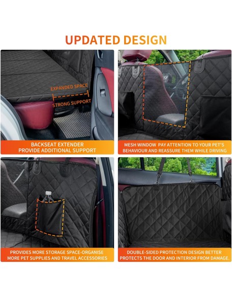 Dog Car Seat Cover for Back Seat,Back Seat Extender for Dogs with Large Space,Car Seat Protector Supports 330 lbs,Hard Bottom Car Seat Cover for Dogs with Waterproof.Back Seat Cover for SUV,Car&Truck