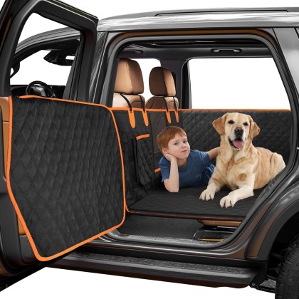 Dog Car Seat Cover for Back Seat, Hard Bottom Car Seat Cover for Dogs with Door Protectors for Traveling and Camping with Pets, Dog Car Seat Cover Waterproof and Scratch-Resistant, Suitable for Cars