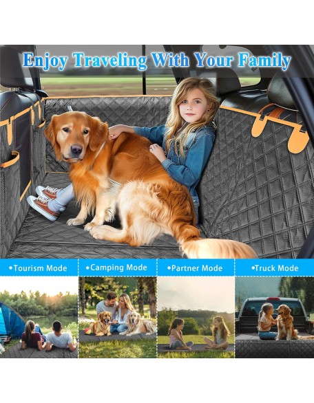 Dog Car Seat Cover for Back Seat, Hard Bottom Car Seat Cover for Dogs with Door Protectors for Traveling and Camping with Pets, Dog Car Seat Cover Waterproof and Scratch-Resistant, Suitable for Cars