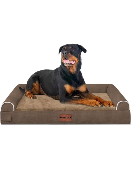 Large Dog Bed Orthopedic Washable: Beds Bolster XL Bed Large Big Dogs Memory Foam Couch Sofa Waterproof with Removable Cover - Brown