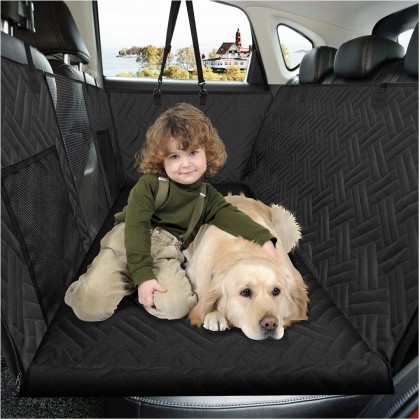 Back Seat Extender for Dogs, Dog Hammock for Car Hard Bottom,Dog Backseat Extender Protector Waterproof Hard Bottom Car Seat Cover for Dogs with Mesh Window for SUVs,Cars,Trucks