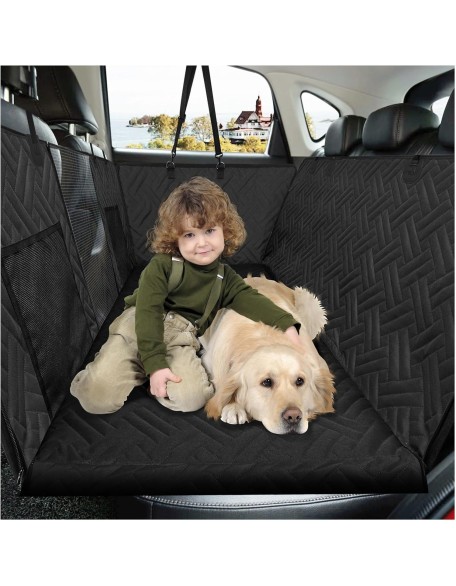 Back Seat Extender for Dogs, Dog Hammock for Car Hard Bottom,Dog Backseat Extender Protector Waterproof Hard Bottom Car Seat Cover for Dogs with Mesh Window for SUVs,Cars,Trucks