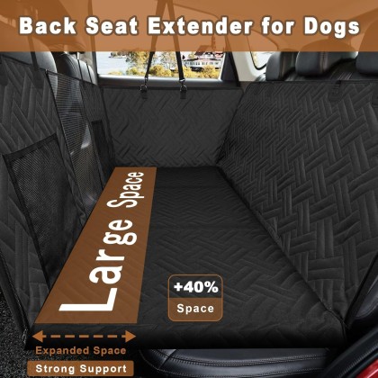 Back Seat Extender for Dogs, Dog Hammock for Car Hard Bottom,Dog Backseat Extender Protector Waterproof Hard Bottom Car Seat Cover for Dogs with Mesh Window for SUVs,Cars,Trucks