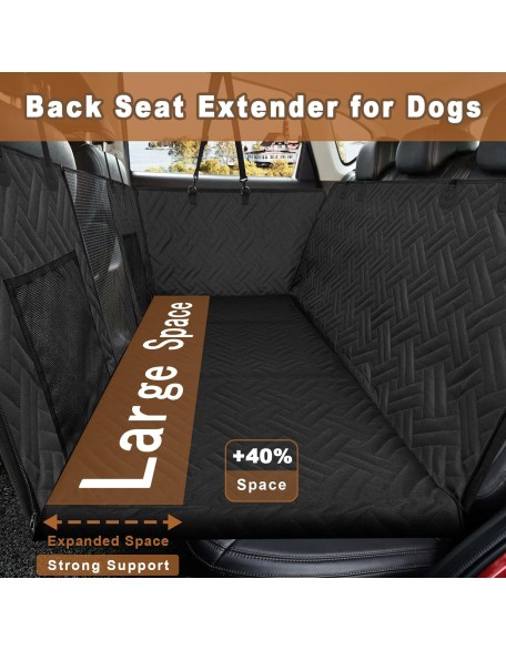 Back Seat Extender for Dogs, Dog Hammock for Car Hard Bottom,Dog Backseat Extender Protector Waterproof Hard Bottom Car Seat Cover for Dogs with Mesh Window for SUVs,Cars,Trucks