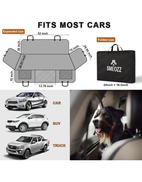 Back Seat Extender for Dogs, Dog Hammock for Car Hard Bottom,Dog Backseat Extender Protector Waterproof Hard Bottom Car Seat Cover for Dogs with Mesh Window for SUVs,Cars,Trucks