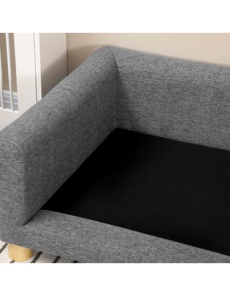 Modern Dog Couch Bed, Pet Sofa for Medium to Large Dogs or Cats, Elevated Pet Couch Sleeping Bed with Removable Seat Cushion, Dark Gray