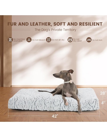 Dog Bed,Orthopedic Foam Plush Dog Bed for Crate Fulffy Comfy Kennel Pad Anti-Slip,42" Dog Bed Sofa Pet Bed for Large,Medium,Small Dogs Breeds,42" x 28",XL,Gray