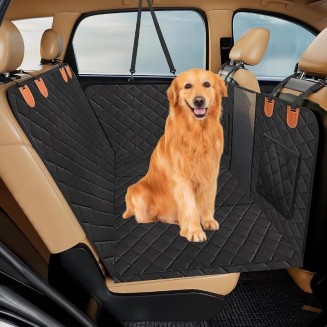 Epic Companion Premium Dog Rear car seat Cover Free seat Belt Strap (One Size,Black)