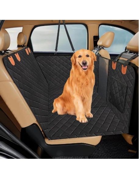 Epic Companion Premium Dog Rear car seat Cover Free seat Belt Strap (One Size,Black)