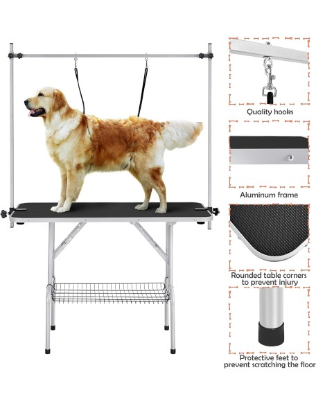 Pet Grooming Table for Large Dogs Adjustable Height Portable Trimming Table Drying Table