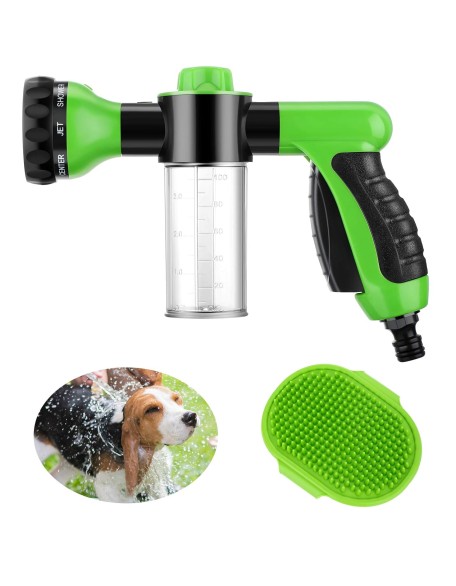 2 Pcs Jet Bathing Tool for Pet Set Hose Nozzle Soap Dispenser and Dog Rubber Comb Brush