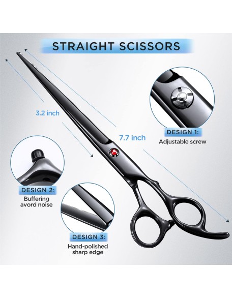 Professional 4CR Stainless Steel Safety Round Tip 6 in 1 Dog Grooming Scissors Heavy Duty Titanium Coated Pet Grooming Scissor