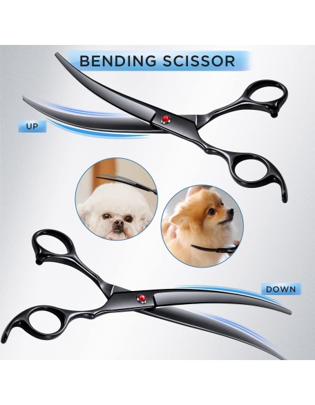 Professional 4CR Stainless Steel Safety Round Tip 6 in 1 Dog Grooming Scissors Heavy Duty Titanium Coated Pet Grooming Scissor