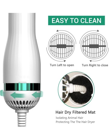 2-in-1 Pet Hair Dryer Brush Grooming Blower Smart Adjustable Temperatures Settings