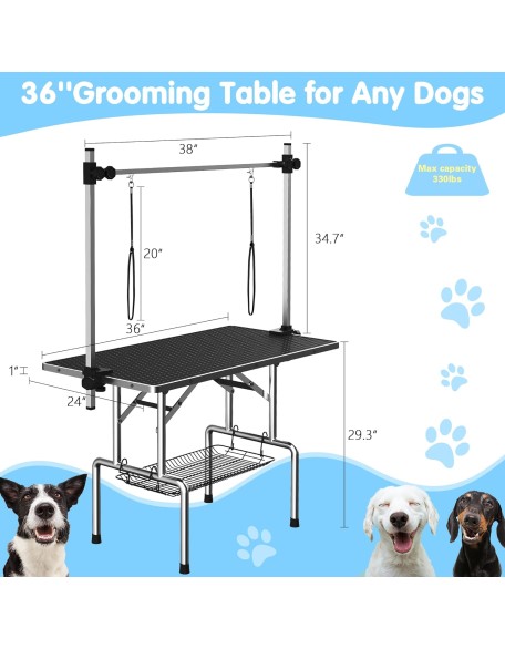 Large Dog Grooming Table, Adjustable Cat Drying Desktop