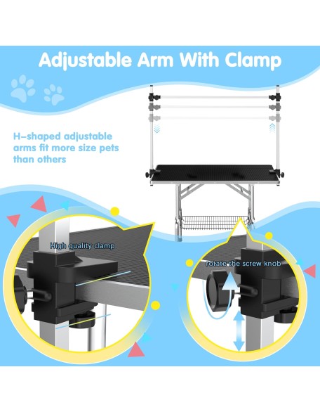 Large Dog Grooming Table, Adjustable Cat Drying Desktop