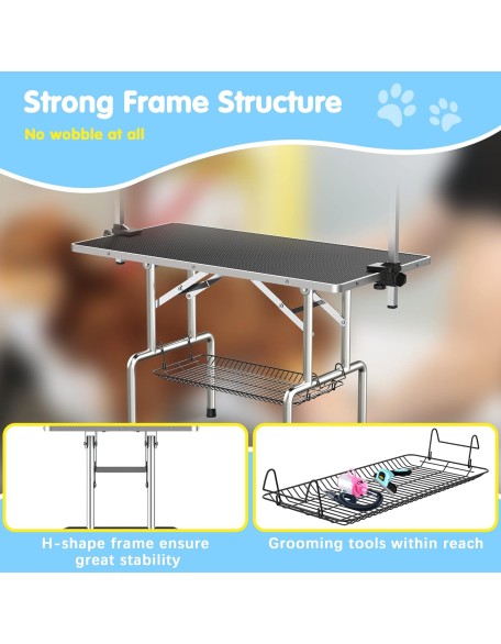 Large Dog Grooming Table, Adjustable Cat Drying Desktop