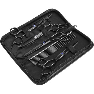 Hair Scissors 7Pcs Portable Pet Grooming Scissors Kit